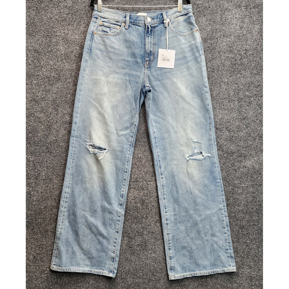 NWT Pistola Hendrix High Rise‎ Baggy Distressed Wide Leg Jeans 28 100% Cotton